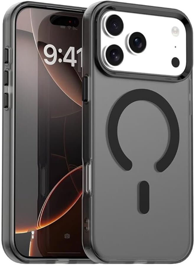 fascination magnetic phone case cover compatible with iphone 17 pro max support wireless charging Candy PC Hybrid TPU Shockproof Phone Case for iphone 17 pro max (Black)